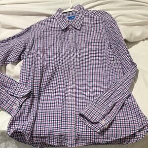 Toscano XL Classic Checkered Button-Down Shirt plaid blue purple white euc